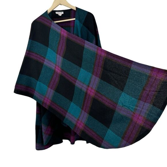 Vintage Union Made Catch Me Wool Plaid Sweater Shawl Wrap USA Made Womens - Picture 7 of 15